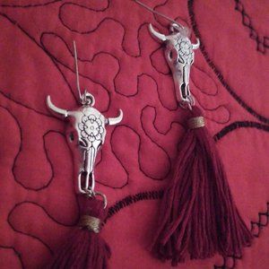 Tassel Earrings Burgundy
